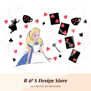 emballage de tasse, pays des merveilles, alice, cartes, emballage de gobelet, svg, png.