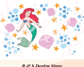little, mermaid, under the sea, ariel, starbucks, cup wrap, png, svg.