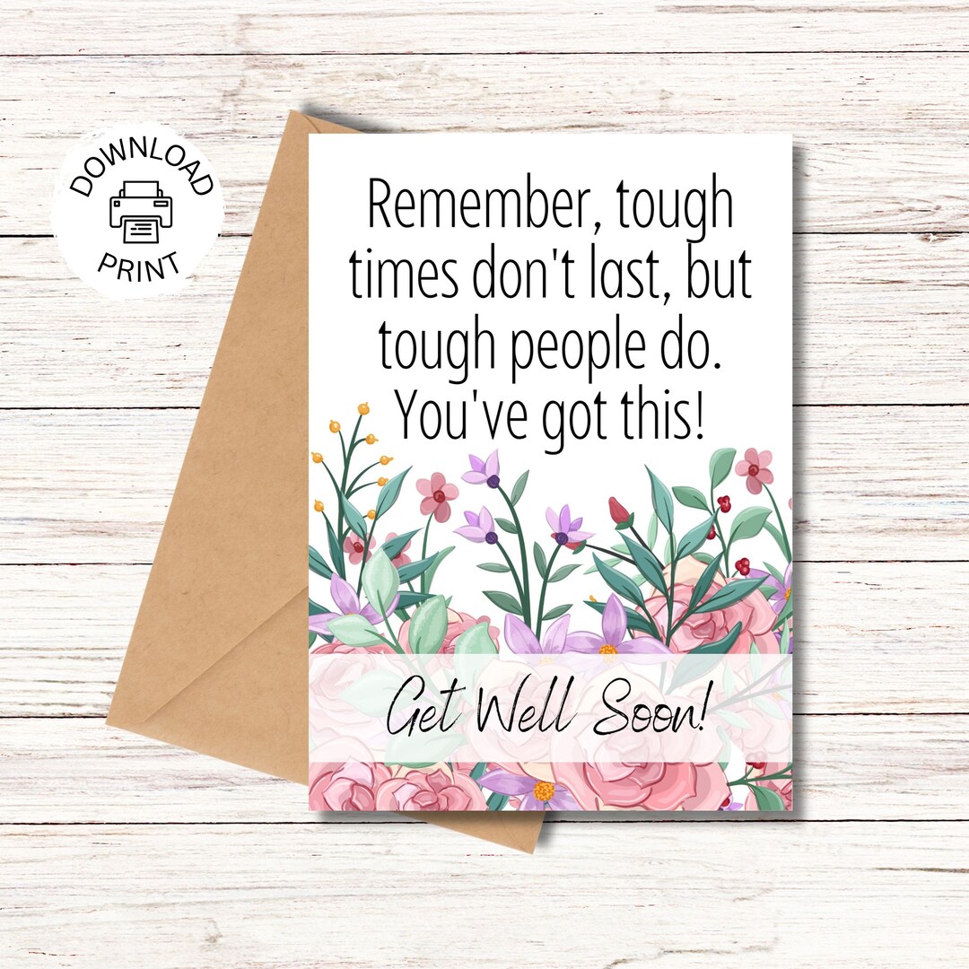 Floral Get Well Soon Card – Uplifting Printable Greeting (PDF) - Etsy