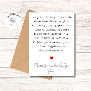 Tarjeta imprimible de feliz aniversario, tarjeta de felicitación de aniversario, amor y felicidad, tarjeta de aniversario, descarga digital