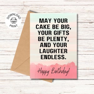 May Your Cake Be Big - Happy Birthday Card - Printable Greeting Card - Birthday Wishes - Instant Download