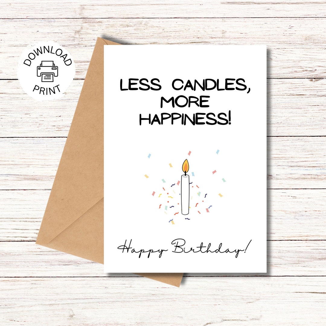 Funny Happy Birthday Card Printable Greeting Card Minimalist Birthday ...