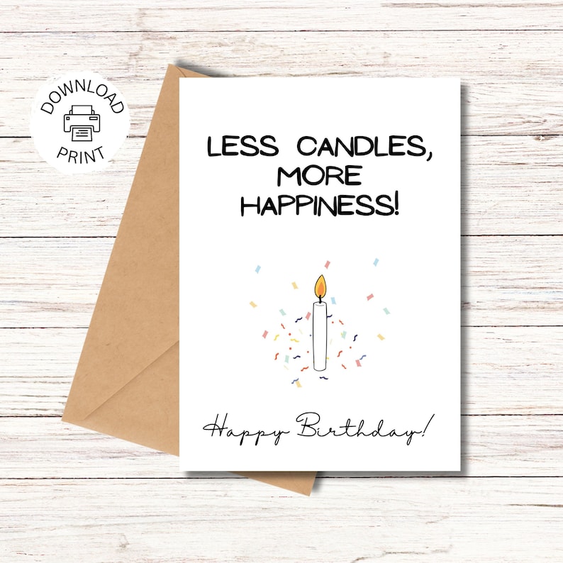 Funny Happy Birthday Card Printable Greeting Card Minimalist Birthday ...