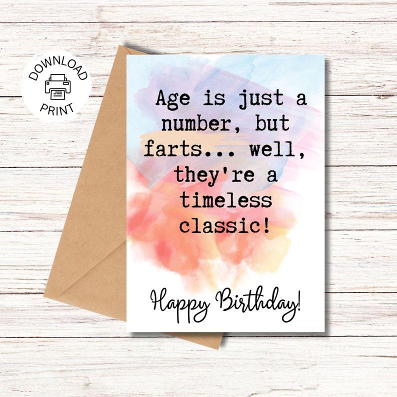 Funny Happy Birthday Card | Printable Greeting Card | Timeless Classic ...