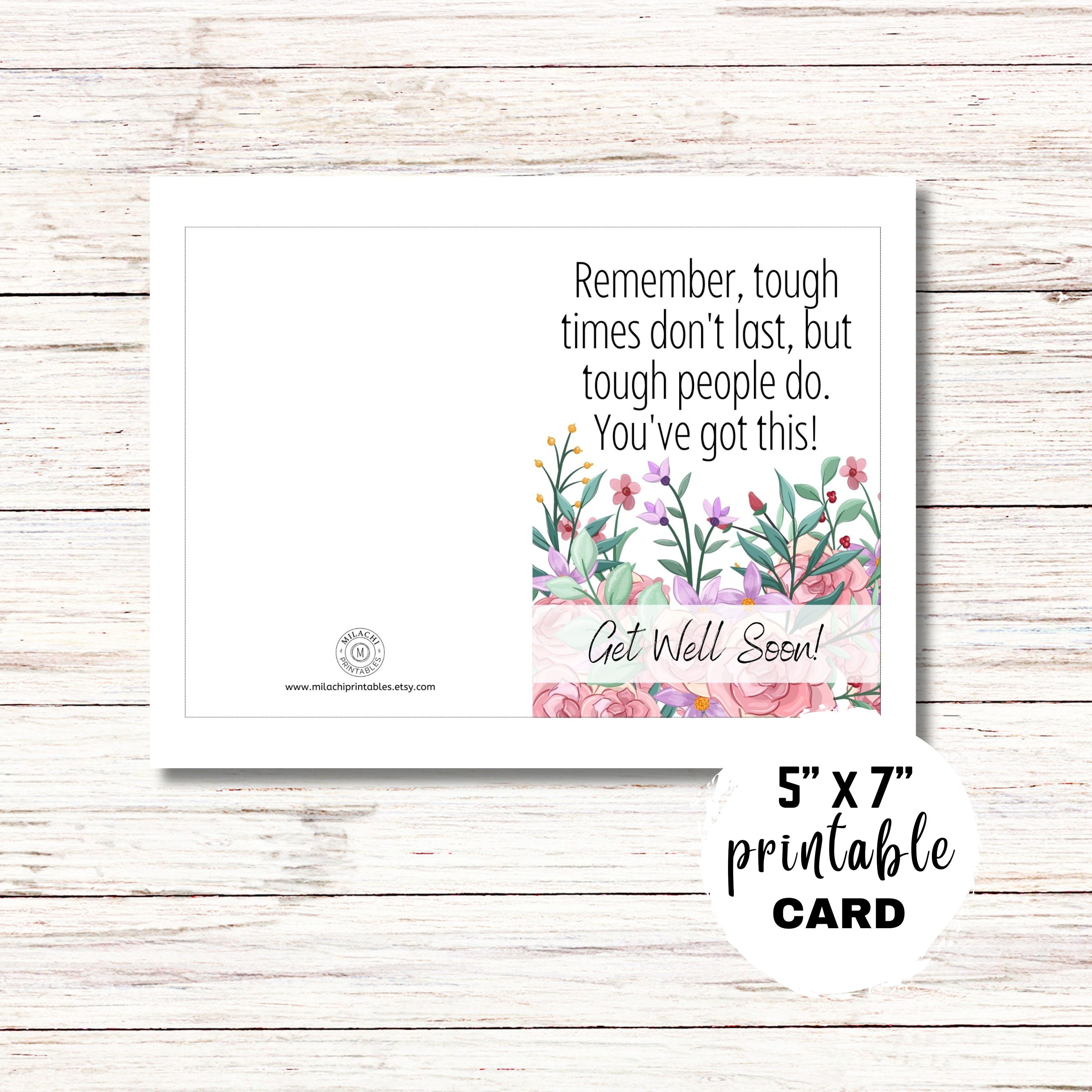 Floral Get Well Soon Card – Uplifting Printable Greeting (PDF) - Etsy