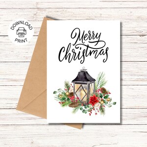 Cartolina di Buon Natale stampabile, cartolina d'auguri per le vacanze, cartolina di Natale carina, download digitale PDF