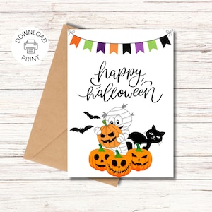 Happy Halloween Card - Printable Greeting Card - Spooky Halloween Printable Card - Instant Download