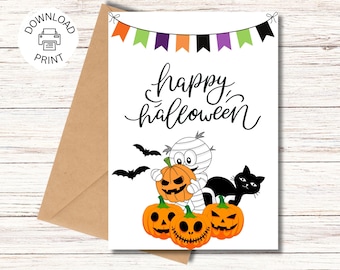 Happy Halloween Card - Printable Greeting Card - Spooky Halloween Printable Card - Instant Download