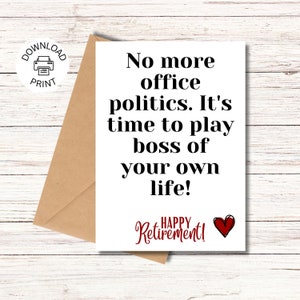 Funny Retirement Card - Time To Play Boss - Happy Retirement Greeting Card - Hilarious Greeting Card - Instant Download