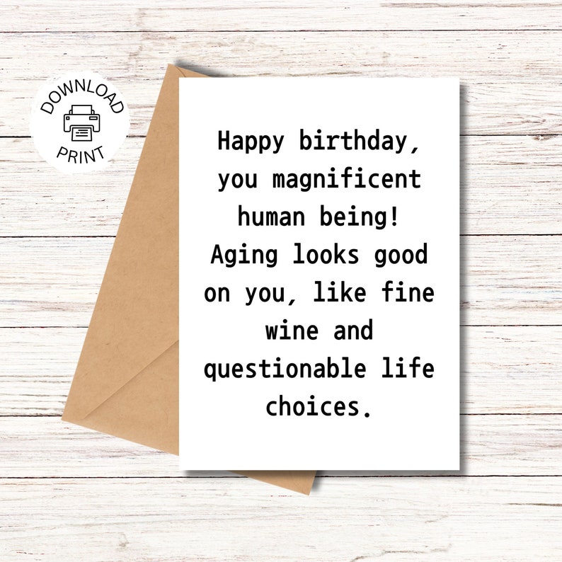 Funny Happy Birthday Card Printable Greeting Card - Etsy