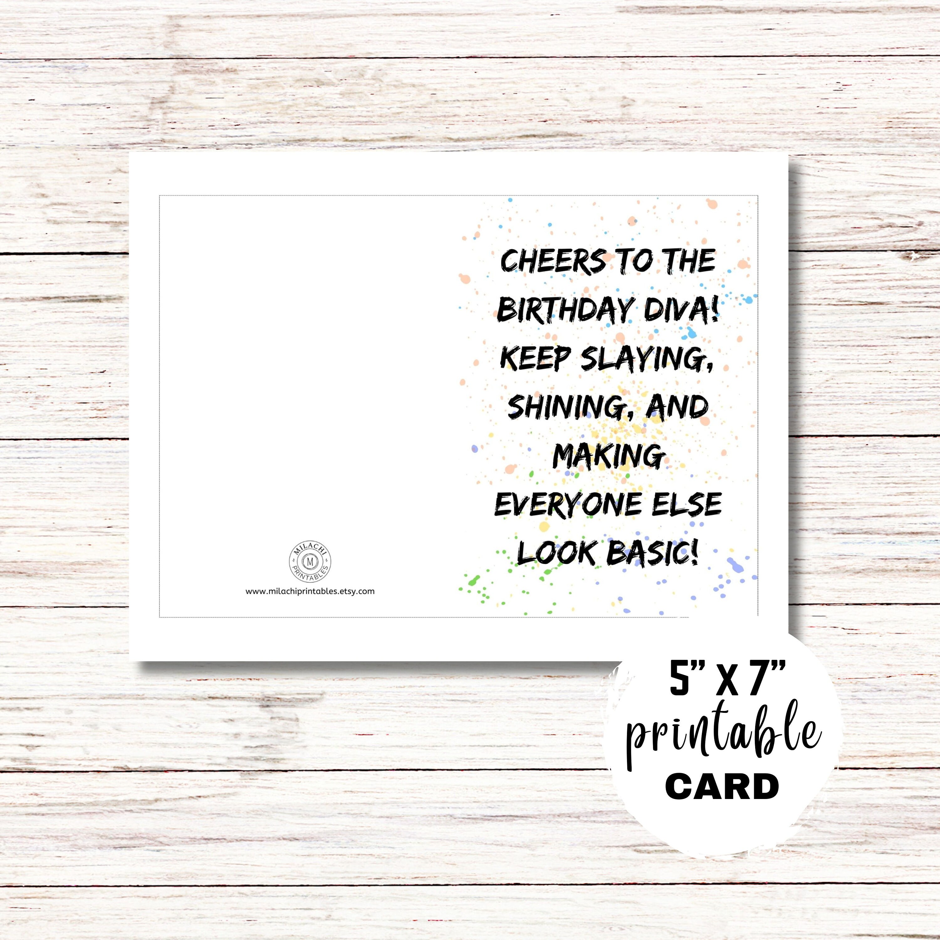 Funny Happy Birthday Card | Printable Greeting Card | Birthday Diva ...