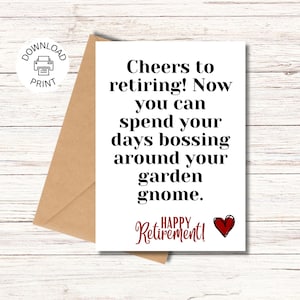 Funny Retirement Card - Bossing Around - Happy Retirement Greeting Card - Hilarious Greeting Card - Instant Download