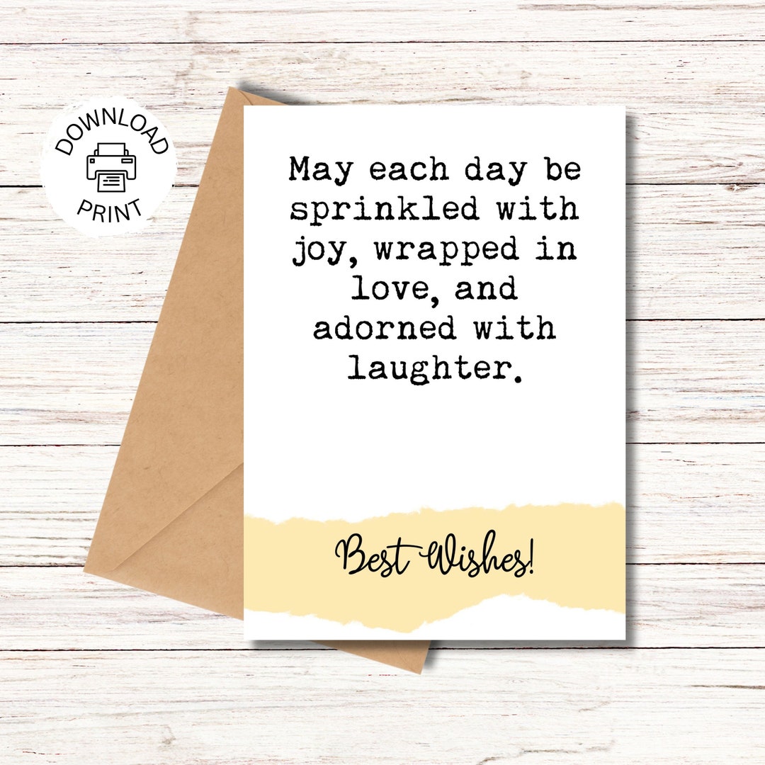 Best Wishes Card Printable Greeting Card Sprinkled With Joy Sending ...