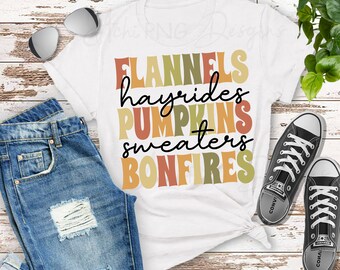 Flannels Hayrides Pumpkins Sweaters Bonfires PNG Sublimation Design, Autumn Vibes Sublimation, DTG Printing, Fall PNG, Digital Download