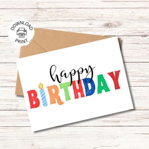 Happy Birthday Card Printable Greeting Card Digital Download PDF Card Template