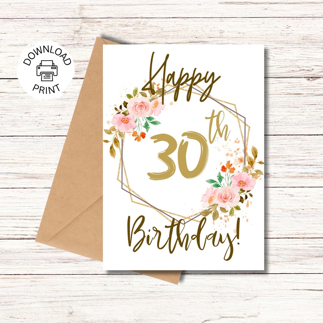 Happy 30th Birthday Card | Printable Greeting Card | Birthday Wishes ...