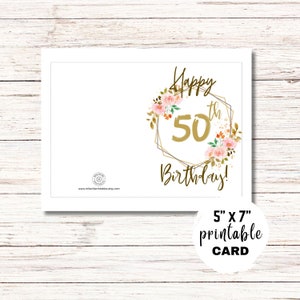Happy 50th Birthday Card | Printable Greeting Card | Birthday Wishes ...