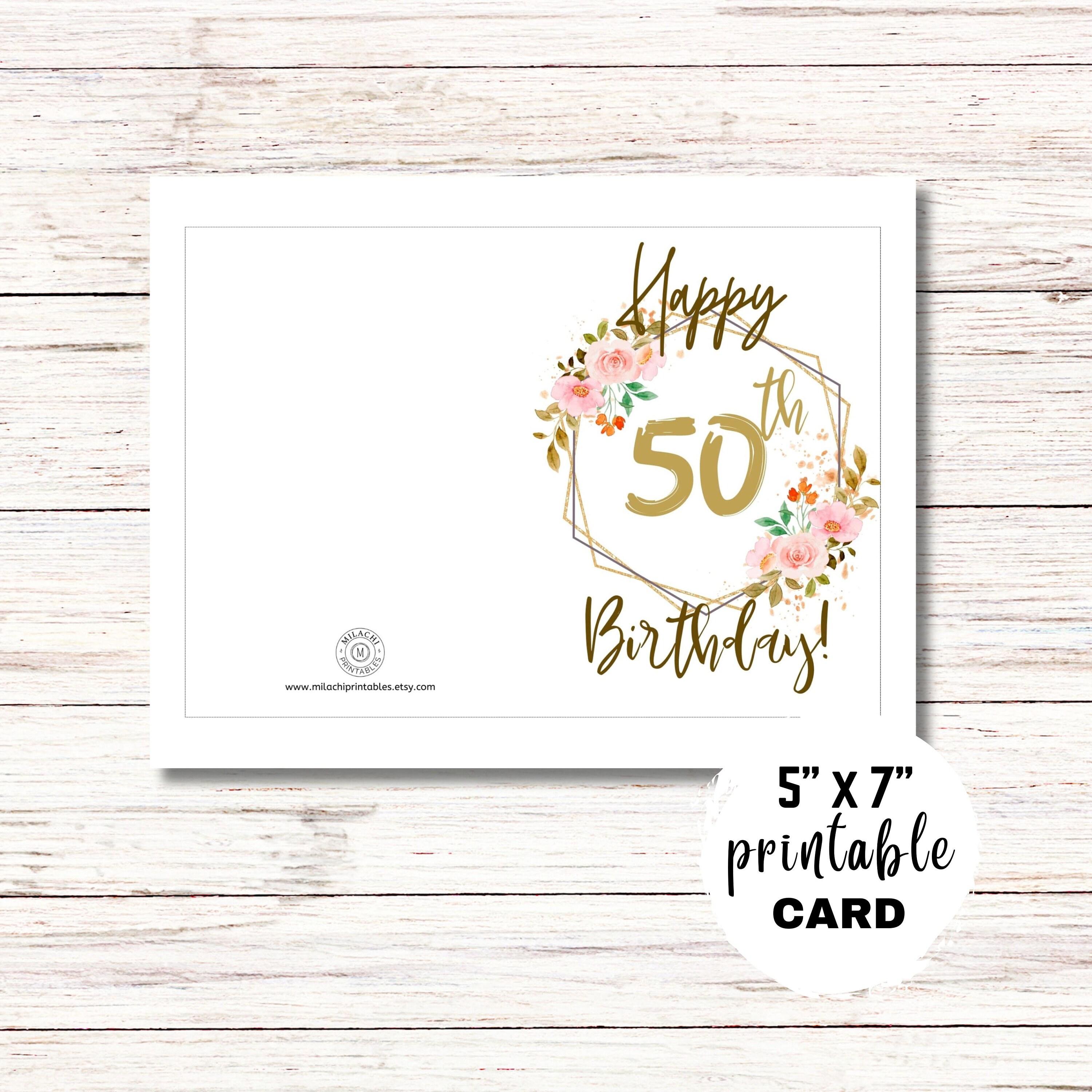 Happy 50th Birthday Card | Printable Greeting Card | Birthday Wishes ...