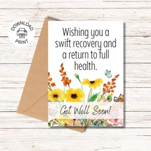 Swift Recovery - Get Well Soon Card - Printable Greeting Card - Get Well Wishes - Positive and Uplifting Card - Instant Download