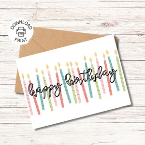 Happy Birthday Card Printable Greeting Card Digital Download PDF Card Template