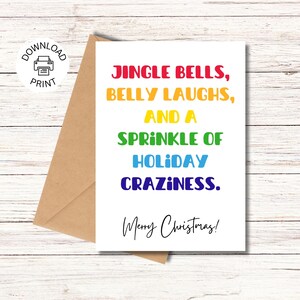 Merry Christmas Card | Printable Holiday Greeting Card | Jingle Bells | Unique Christmas Card | Instant Download