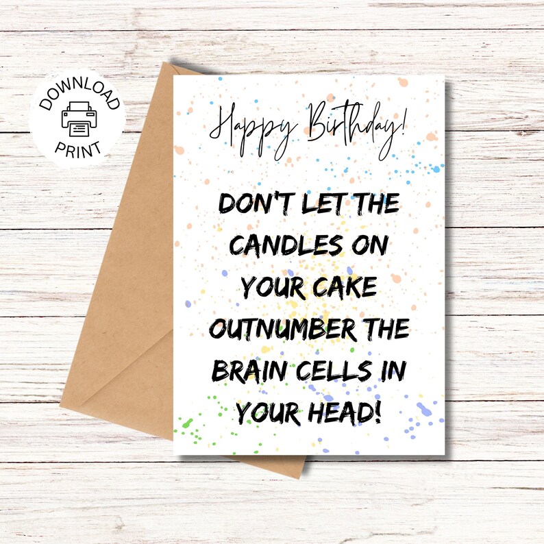 Funny Happy Birthday Card Printable Greeting Card Brain - Etsy