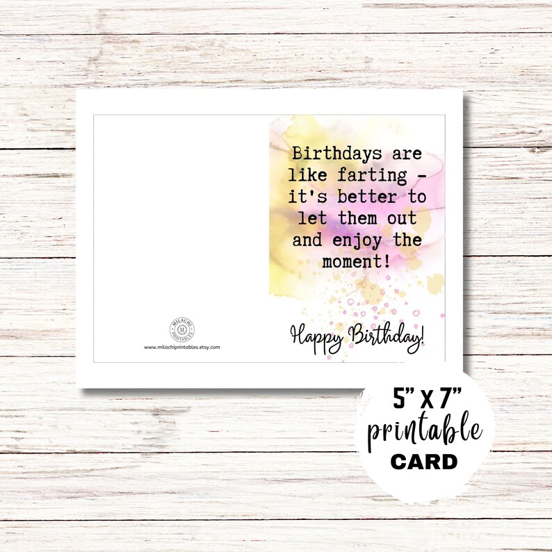 Funny Happy Birthday Card Printable Greeting Card Enjoy the Moment ...