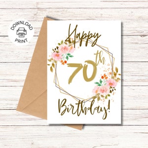 Happy 70th Birthday Card | Printable Greeting Card | Birthday Wishes | Instant Download PDF