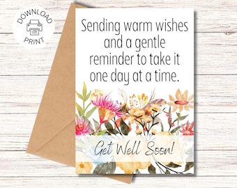 Warm Wishes - Get Well Soon Card - Printable Greeting Card - Get Well Wishes - Positive and Uplifting Card - Instant Download