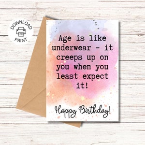 Funny Happy Birthday Card | Printable Greeting Card | Age Is Like Underwear | Funny Birthday Card | Instant Download