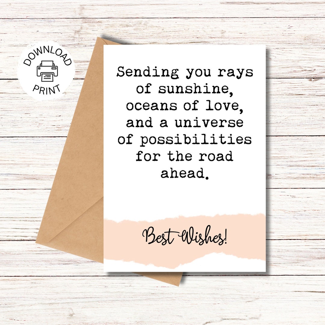 Best Wishes Card Printable Greeting Card Rays of Sunshine Sending ...