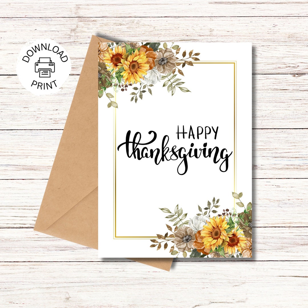 Happy Thanksgiving Card - Printable Greeting Card - Thanksgiving ...