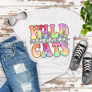 Wildcats Tie Dye PNG Sublimation Design, School Spirit Sublimation, DTG Printing, Wildcats Mascot PNG, Digital Design