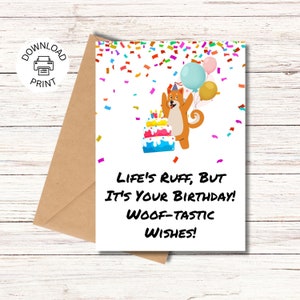 Happy Birthday Printable Card | Greeting Card | Woof-tastic Wishes  | Funny Birthday Card | Instant Download PDF