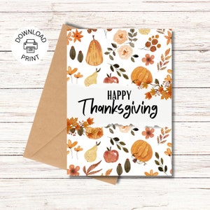 Happy Thanksgiving Card - Printable Greeting Card - Thanksgiving Printable Card - Fall Greeting Card - Instant Download