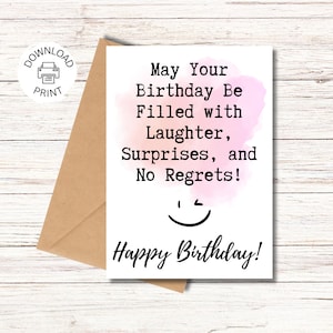 No Regrets - Happy Birthday Card - Printable Greeting Card - Funny Birthday Card - Instant Download