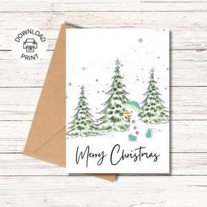 Merry Christmas Card | Printable Holiday Greeting Card | Cute Christmas Card | Instant Download PDF