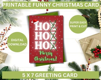 Lustige Santa 'Ho Ho Ho' Weihnachtskarte (Digitaler Download)