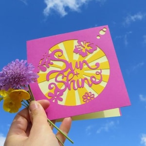 Lot de 3 cartes d'été / Sun shine + coquillage + Summer is magic / Coloris turquoise, jaune et rose.