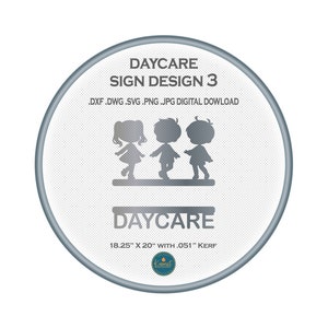 CNC プラズマ切断用のデイケア サイン DXF ファイル、レーザー カット ファイル用のカスタム ビジネス サイン svg ファイル、チャイルド ケア サイン DXF カット ファイル、プラズマ DXF