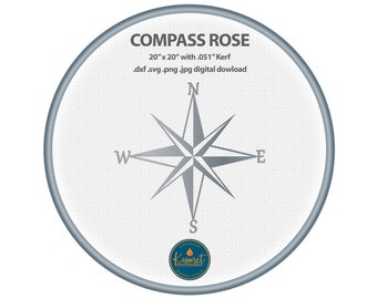 Compass Rose Sign, Laser Cut File, CNC Plasma DXF, xTool SVG (Digital Download)