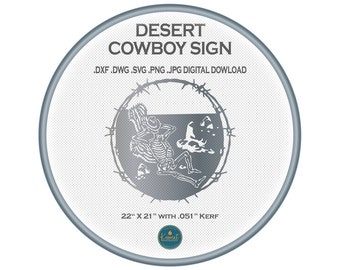Placa de Cowboy do Deserto, Cacto DXF SVG PNG, Arquivo para Corte a Laser, Plasma e CNC xTool (Download)