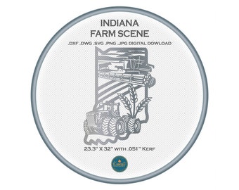 Indiana Farm Sign SVG, Farm Scene DXF, CNC Plasma, Laser Cut File, xTool Png