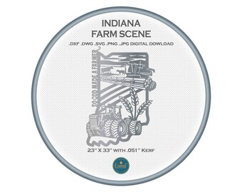 Indiana Farm Sign DXF, Farm Scene SVG, xTool PNG, Laser Cut File, cnc Plasma