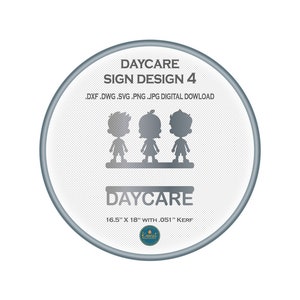 CNC プラズマ切断用のデイケア サイン DXF ファイル、レーザー カット ファイル用のカスタム ビジネス サイン svg ファイル、チャイルド ケア サイン DXF カット ファイル プラズマ DXF ファイル