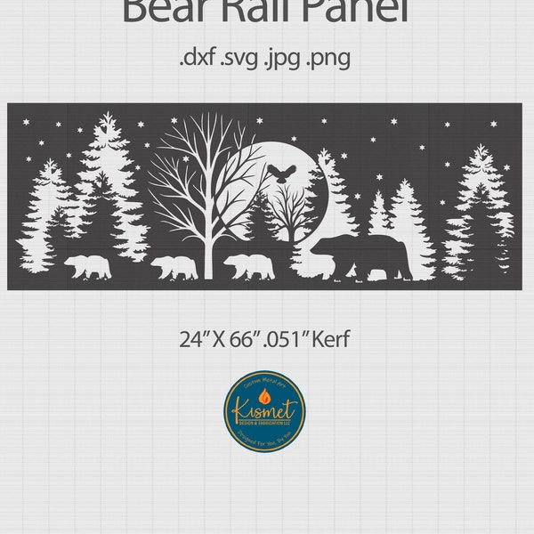 bear panel dxf files for cnc plasma cutting, nature scene svg files for laser, rustic metal panel dxf files, forest png files for cricut