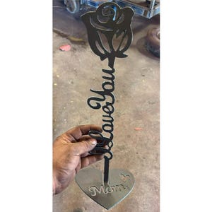 forever rose plasma cut file for mothers day, metal rose dxf files for cnc plasma cutting, mom rose laser file, laser cut flower stand