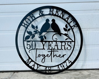 50th anniversary sign dxf files for cnc plasma, love birds svg files for laser cutting, golden anniversary dxf plasma files, laser cut files