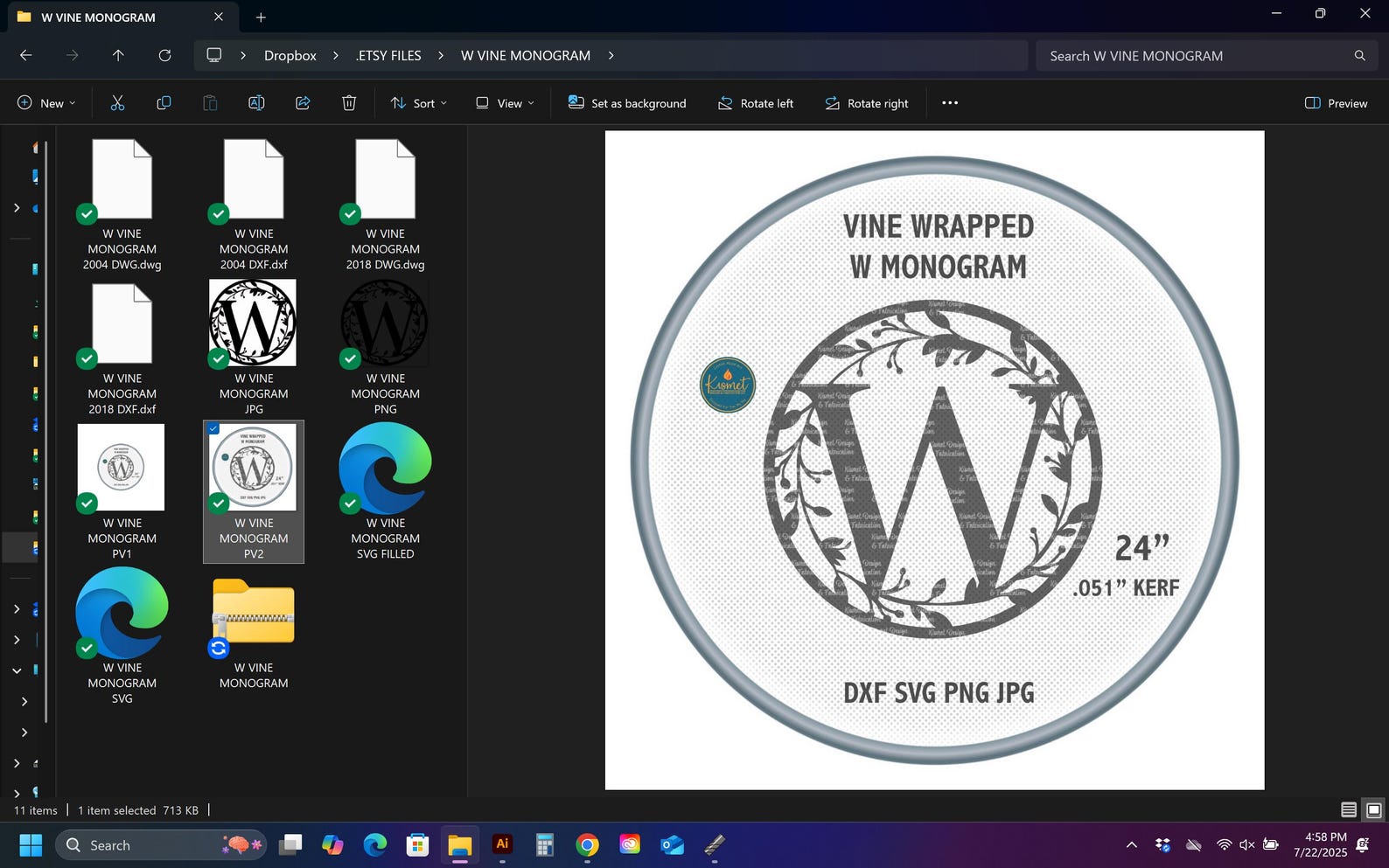 Letter W Monogram DXF SVG: CNC Plasma Laser Cut Files (digital Download ...