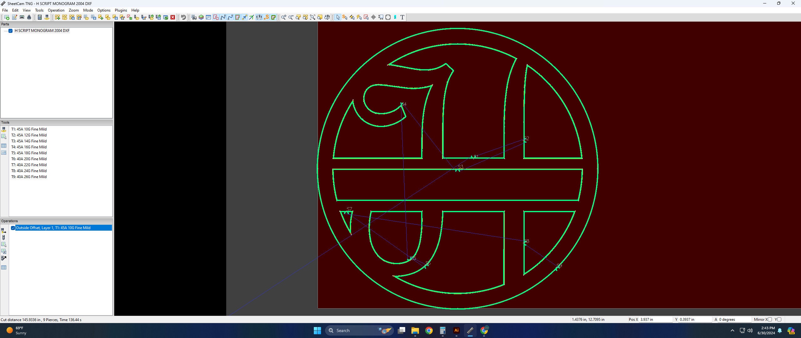 Custom Monogram Dxf File Split Letter H Monogram SVG, Laser Cut File, CNC Plasma DXF, Xtool ...